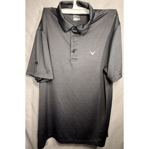 Callaway Men's Gray Striped Short Sleeve Polo Shirt Polyester Size Large